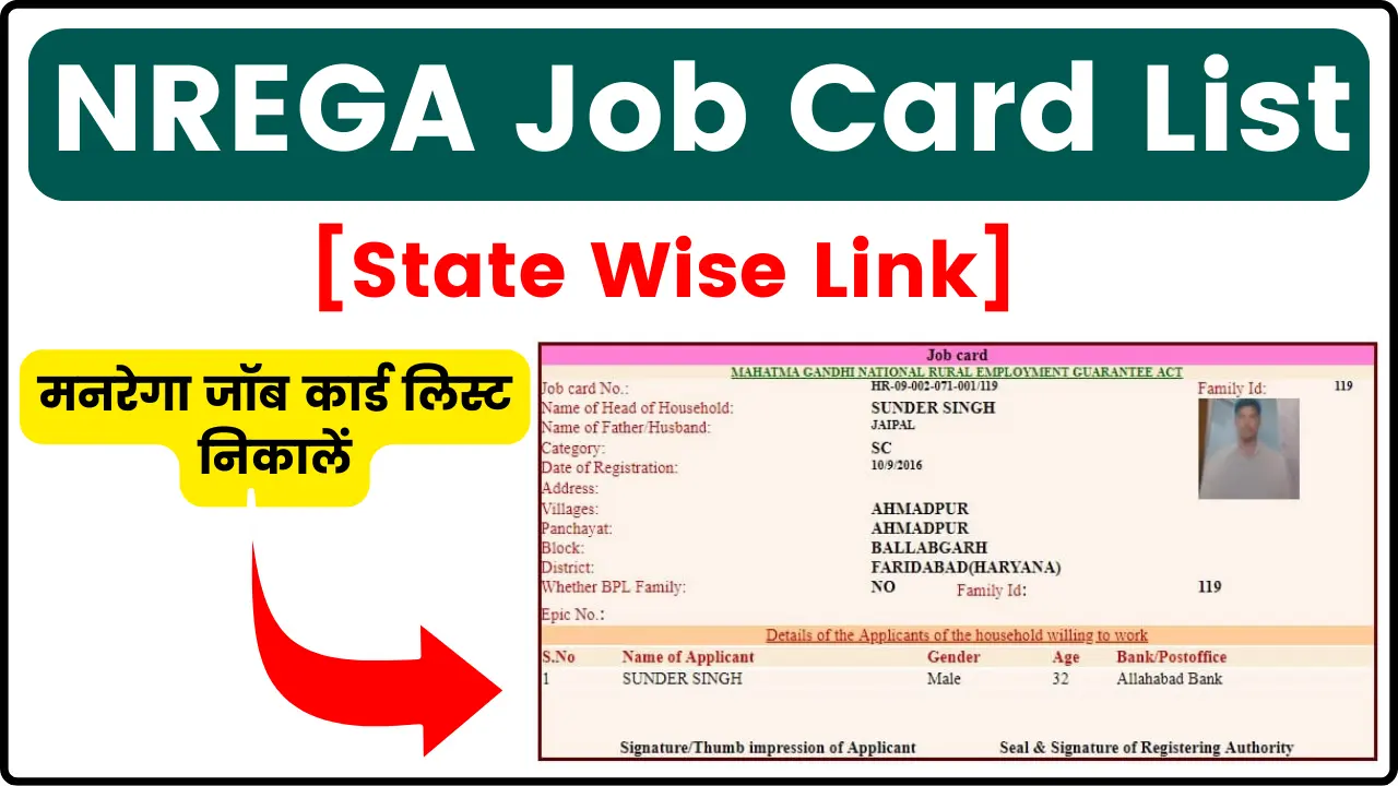 NREGA Job Card List 2024 [State Wise Link] MNREGA List Online Mahatma Gandhi Employment List